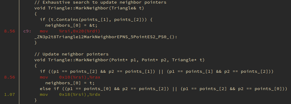 Hot instruction in the L1-dcache-load-misses report Hot instruction in the L1-dcache-load-misses report